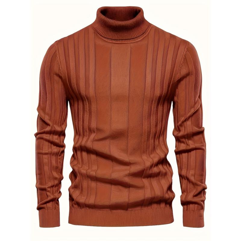 Men's Turtleneck Knitted Sweater - Casual Warm Solid High Stretch Pullover Sweater - For Fall & Winter - For Men - Soft & Comfortable Knit Fabric - Perfect Gift for Cold Weather