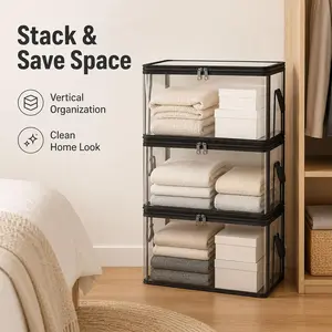 Durable High Capacity Clear Zipper Storage Box Large Transparent Organizer for Kids Toys Clothing Travel Home Containers