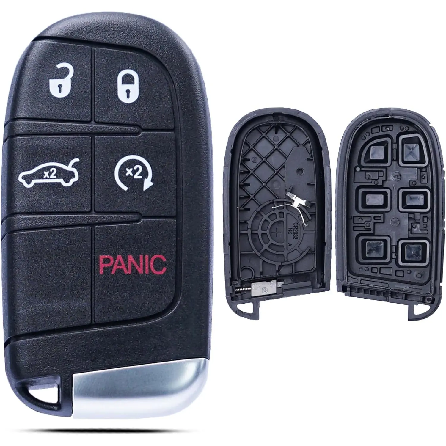 Key Fob Shell Case Replacement Fits for Jeep Grand Cherokee Compass Dodge Dart Durango Journey Chrysler 300 2014-2020 Keyless Entry Remote Control 5 Button Pad Cover Uncut KeyGift.