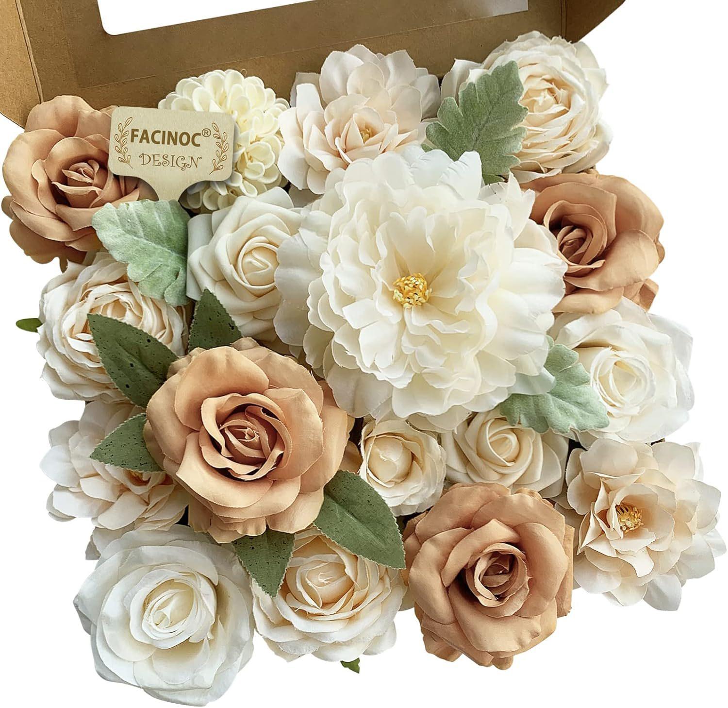 Aesthetic DIY Faux Rose Box Set| Real-Touch Artificial Flowers with Stems for Wedding Bouquets & Centerpieces| Romantic Forever Valentine's & Birthday Gift| Spring Home Decor