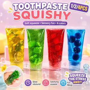 Toothpaste Squishy Toy, Slow Rising Squeeze Stress Ball, Soft Sensory Fidget Toy for Stress Relief, Birthday Party Favors & Desk Toy