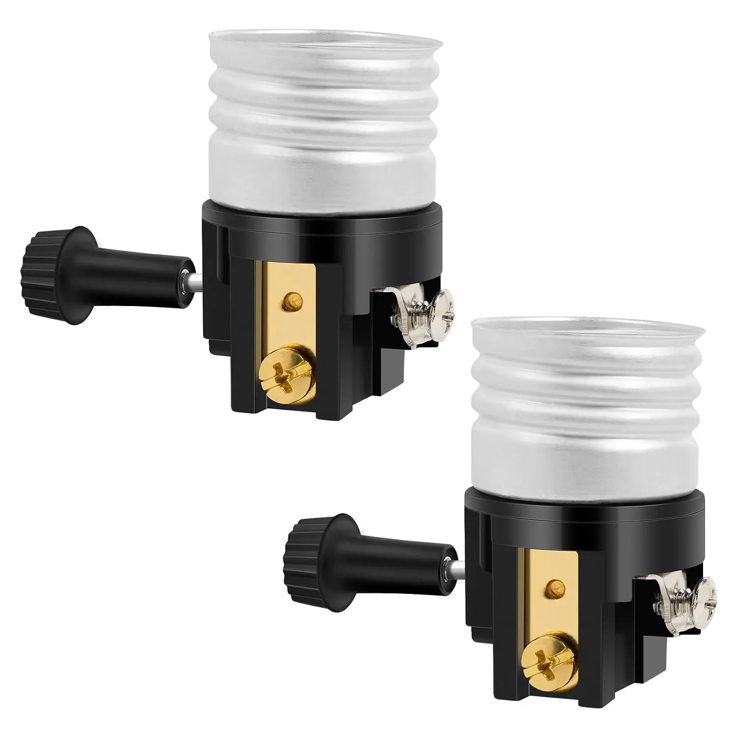 UL Listed E26 Light Socket , Lamp Socket  with /Off  Knob,Lamp  Repair  for Table Lamp, Floor Lamp (2 Pack)