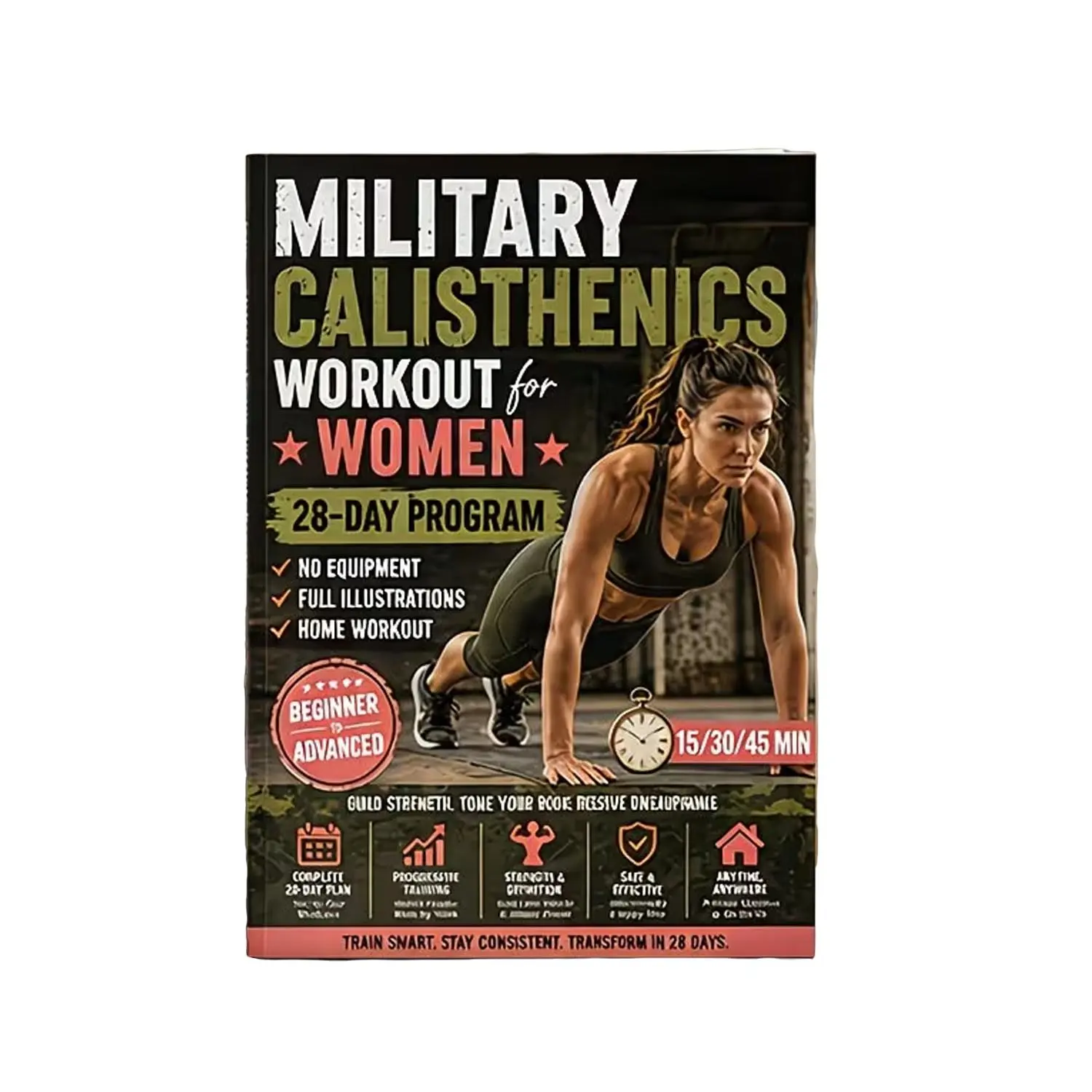 Military Calisthenics Workout for Women, 28-Day Bodyweight Program, No Equipment, 15-45 Minute Workouts, Beginner to Advanced
