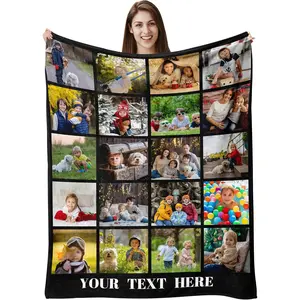 Family 20 Photo Custom Throw Blanket, Personalized Growth Collage Flannel Blanket, Soft Cozy Warm Throw, Keepsake Memory Design, Gift for Mom Dad Grandparents, Anniversary Birthday Couch Bedroom Decor holiday