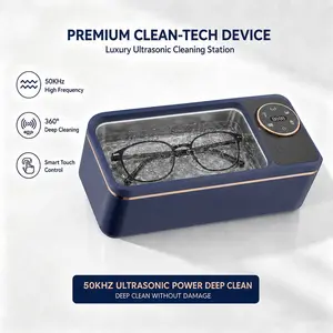 Ultrasonic Cleaner, 50kHz High Frequency 360° Deep Cleaning with Smart Touch LED Display, 450ml Large Capacity for Glasses Dentures Retainers Jewelry Watches Makeup Brushes, USB Charging Portable Home Use