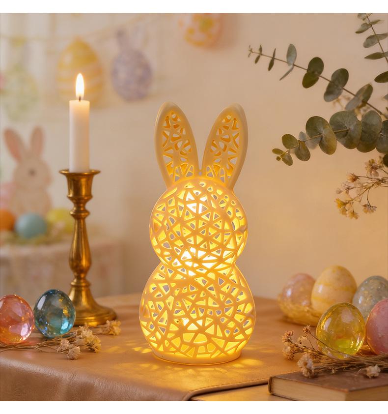 3D Printed LED Easter Hollow Rabbit Lamp, Festive Rabbit Party Decoration Ornament