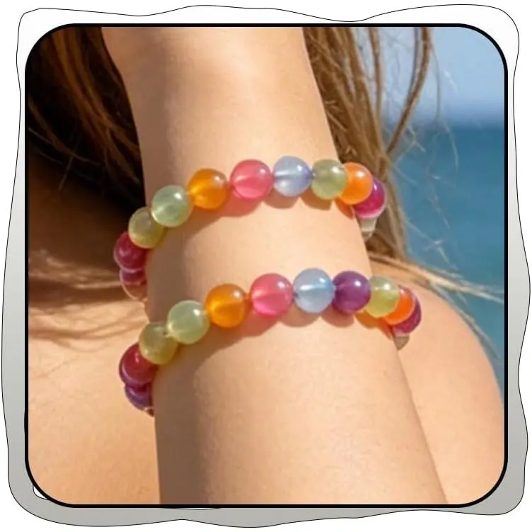 Dopamine Bracelet for Women 2 count UV Reactive  Beaded Bracelets 8mm/10mm Color Changing Mood Bracelet Trendy Summer Beach  Gifts