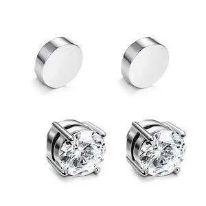 Stainless Steel Magnetic Stud Earrings for Men Women Non Piercing Clip on Earrings