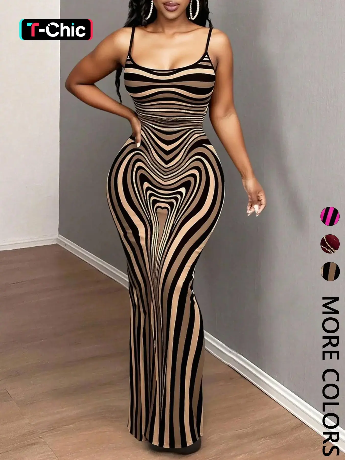 Women's Fitted Halter Sleeveless Dress, Y2K Style Mermaid Design, Asymmetrical Heart Stripes, Slimming Bodycon, Perfect for Dates, Parties, Travel