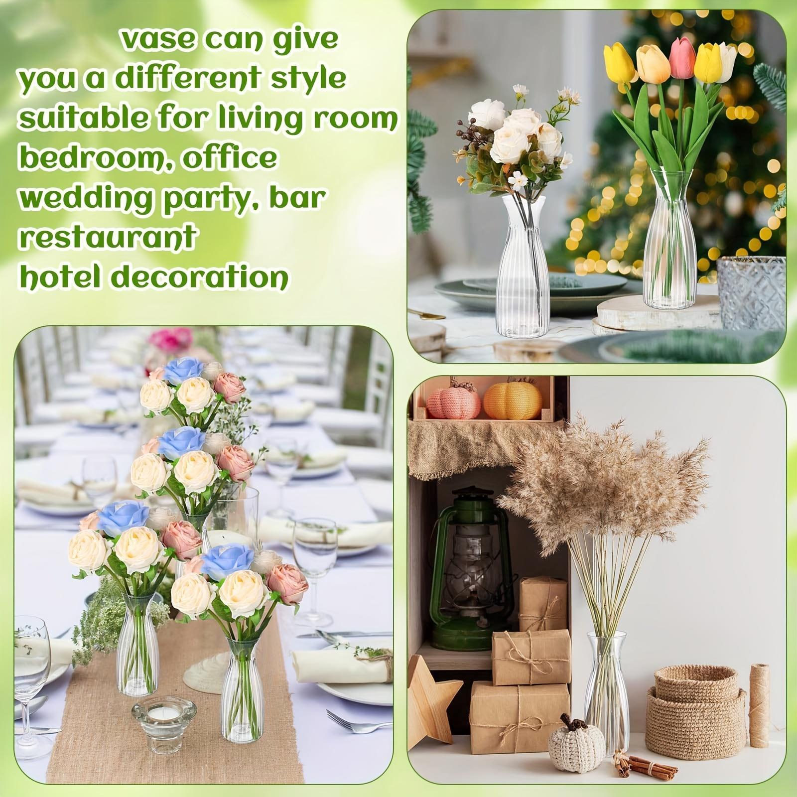 20 Piece Plastic Striped Vase Set Transparent DIY Floral Arrangement Creative Decor for Home Table Wedding Party and Holiday Decoration