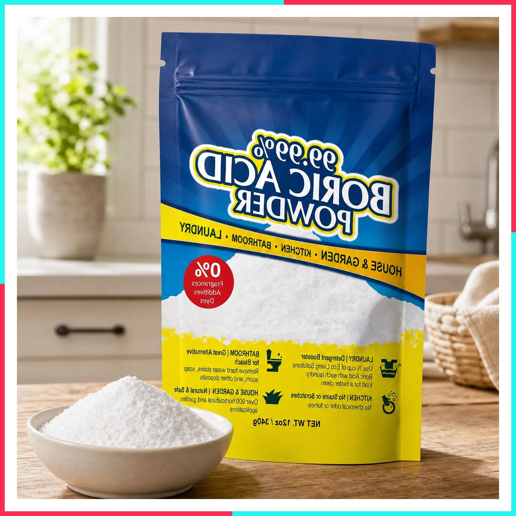 99.99% Boric Acid Powder | Multipurpose Cleaner for Garden, Laundry, Bathroom | Commercial Strength Lab Grade | 12 Oz