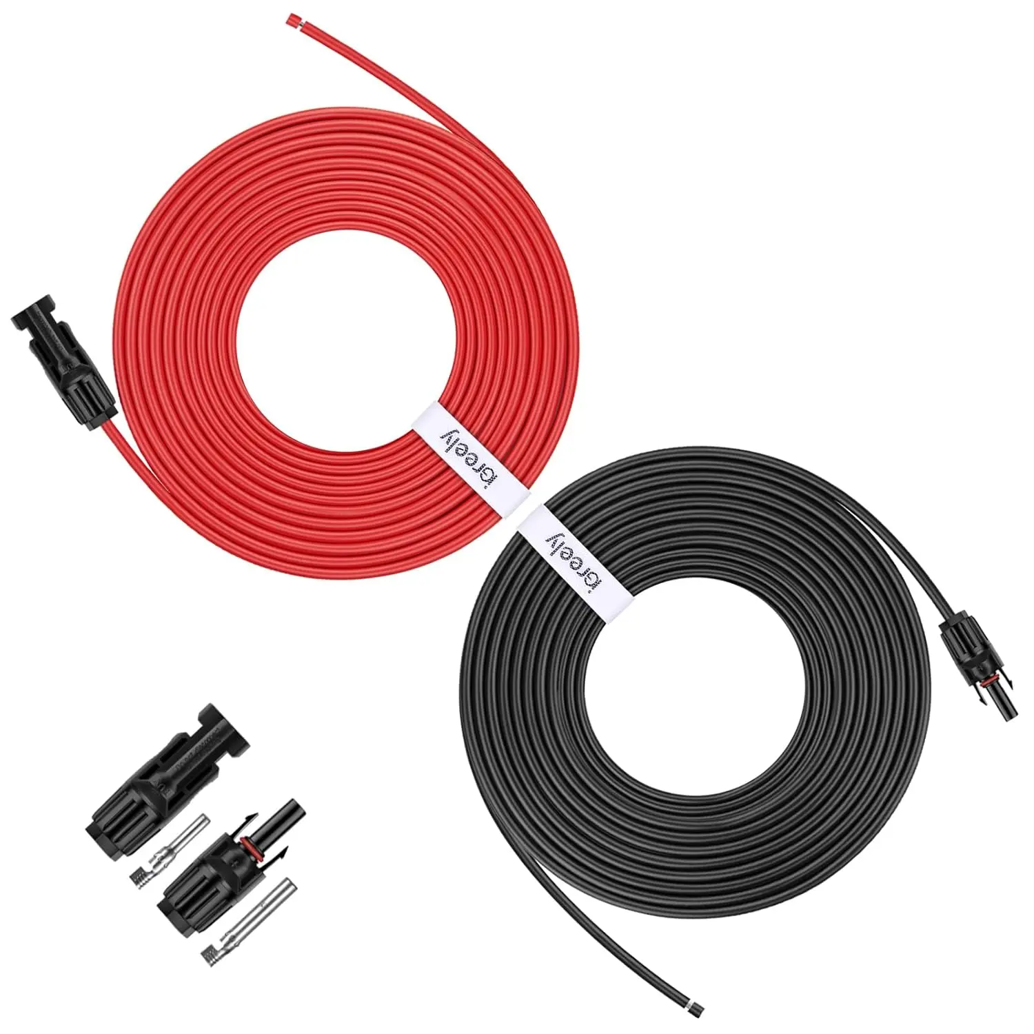 Solar Panel Extension Cable - 30 Feet 10AWG(6mm²) Solar Extension Cable with Female and Male Connector Solar Panel Wire Adapter (30FT Red + 30FT Black)