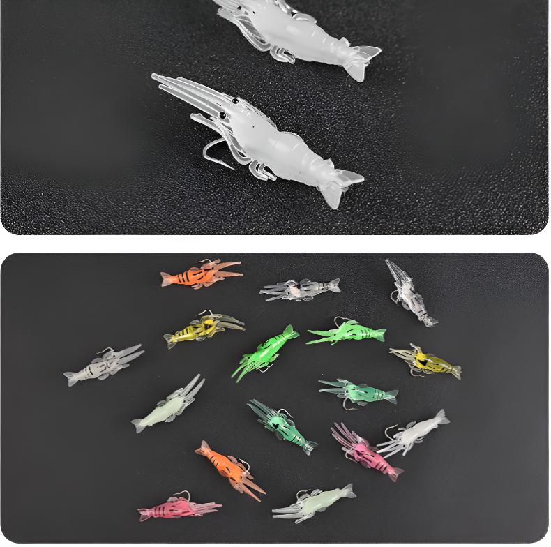 10pcs Shrimp Bait Hooks, Soft Prawn Fishing Lures Simulation Lure for Trout Bass Salmon