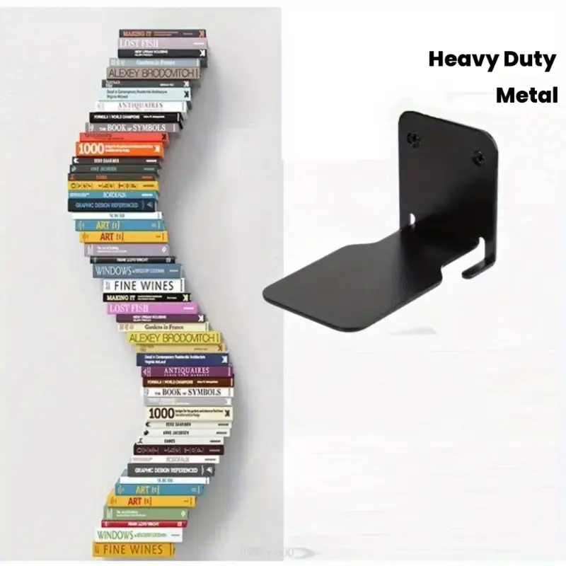 4pcs Matte Black Metal Floating Bookshelf - Wall-Mounted Heavy-Duty Organizer for Teachers, Libraries, Living Rooms, Bedrooms, Offices, and More. Space-Saving, Floating Shelves
