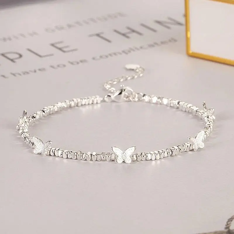 925 Sterling Silver Bracelets For Women Butterfly Love Heart Star Beaded Adjustable Bracelets Bangles Jewelry Gift Dropshipping