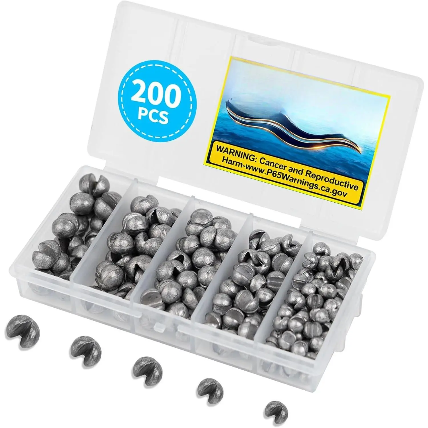 200/320Pcs Split Shot Fishing Weights Sinkers, 5/6 Sizes