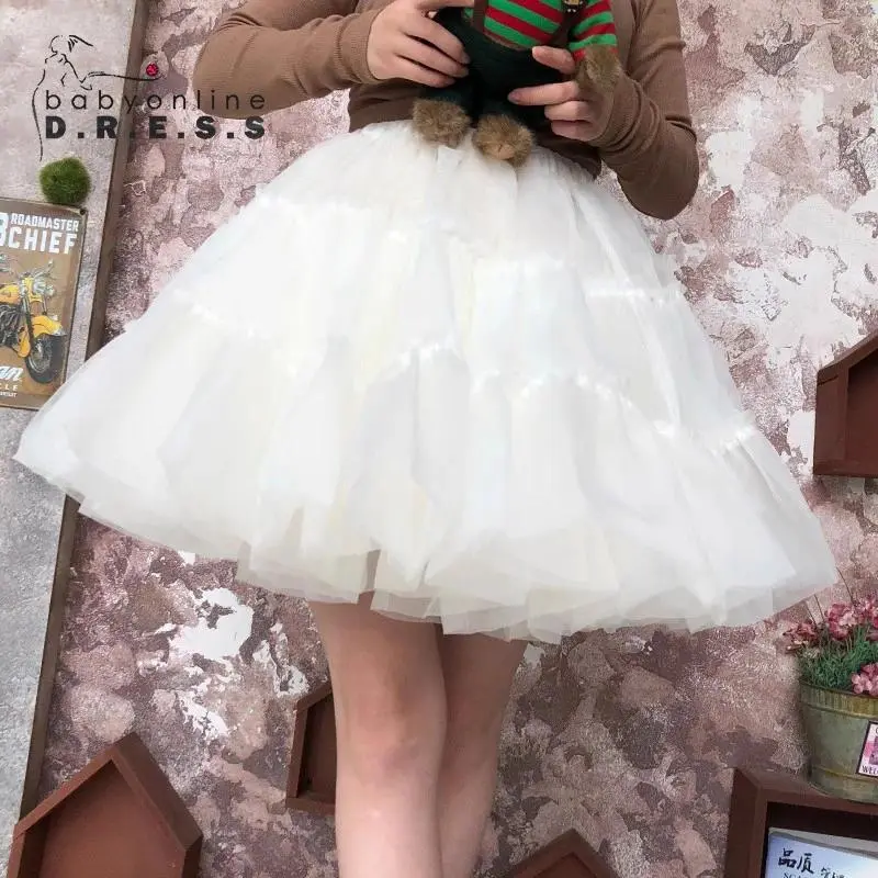 BABYONLINE Short Tulle Skirt Underskirt Rockabilly Red Wedding Petticoat Crinoline Woman Adult Tutu Half Slips Bridal Accessorie