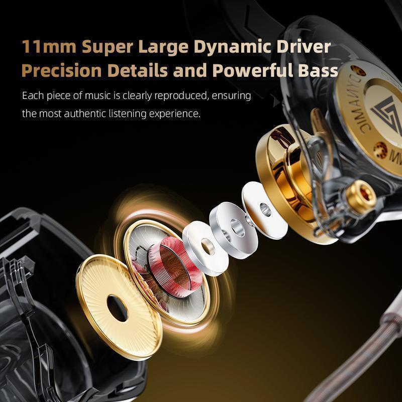 2026 QKZ ENZ0 Wired Gaming Earphones with ANC Noise Canceling, 8D Deep Bass, 20ms Low Latency, IPX5 Sweatproof & HD Mic for PC & Mobile, Ideal for Gym & Travel | Wired Earbuds, Mini Invisible Earbuds