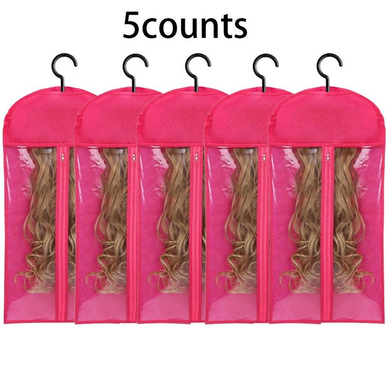 Wig Storage Bag, Zipper Transparent Dustproof Wig Storage Bag, Hair Extension Holder, Wig Bag, Wig Storage for Multiple Wigs, Durable Cover, Set