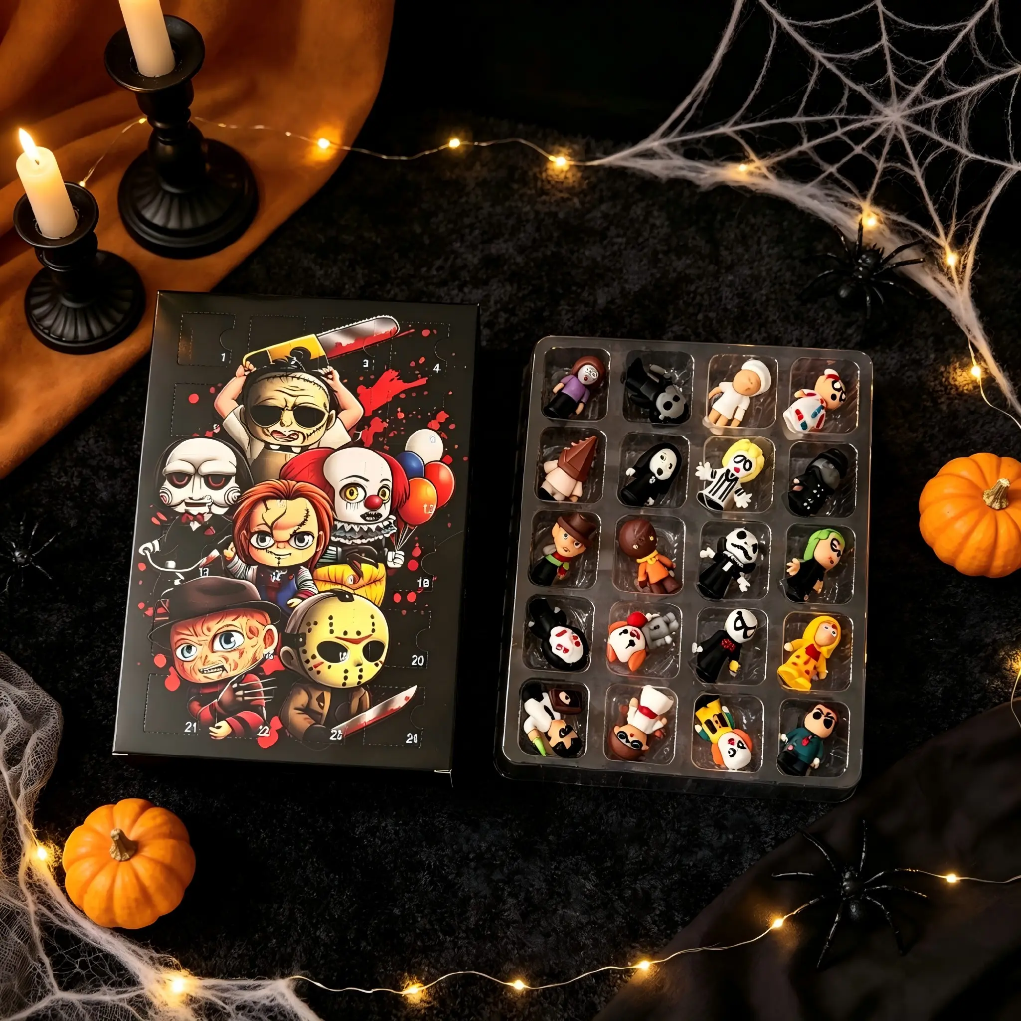 Halloween Countdown Calendar Blind Box, 24 Collectible Mini Figures, Surprise Fun Gift, Perfect for Halloween Party, Kids Toy, Holiday Countdown