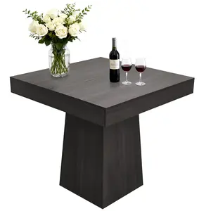 Square Dining Table for 4 – 31.5'' Modern Wood Pedestal – Compact Restaurant & Dining Table – Ideal for Kitchen, Living Room, Café, Apartment – Black/Natural Wood/Walnut