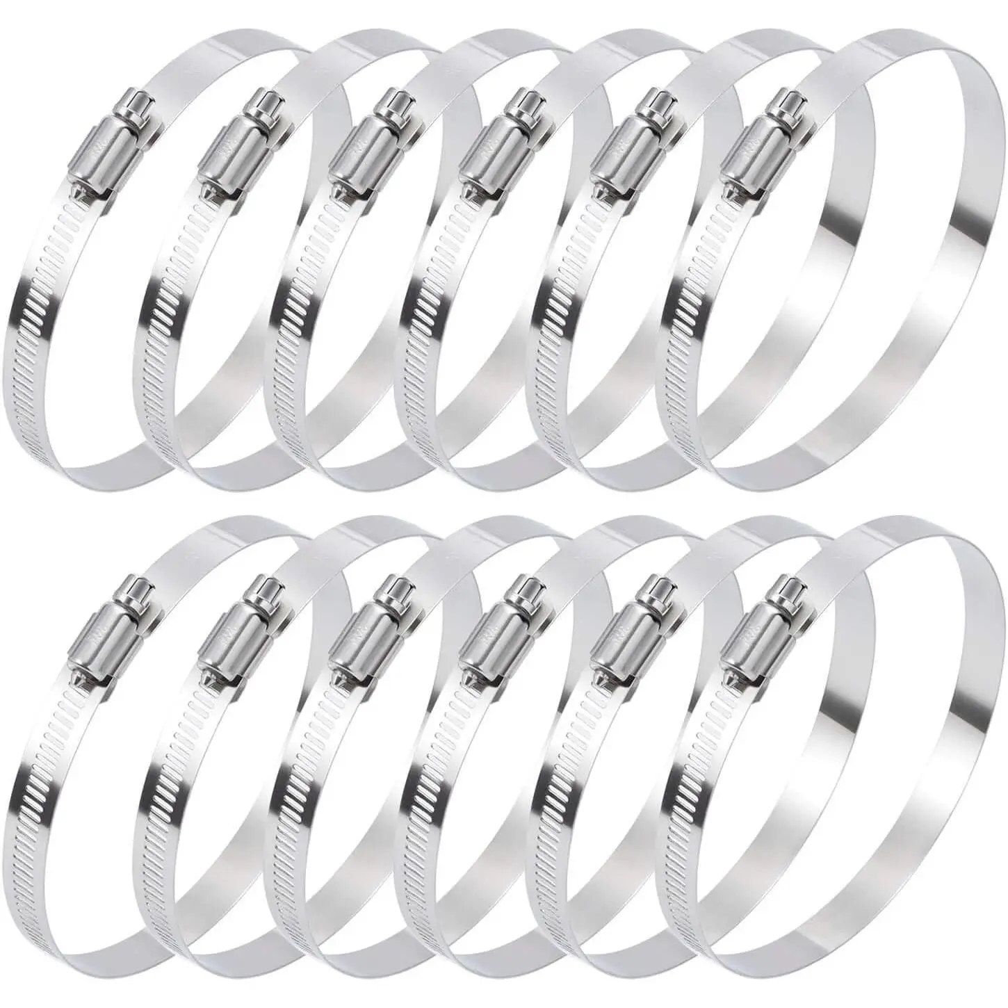 12 count Hose Clamps, 4 Inch Hose Clamp 304 Stainless Steel Hose Clamps Duct Clamp Worm Gear Adjustable 91-114mm Hose Clamp,  Line Clamp for Plumbing, Automotive and Mechanical Applications