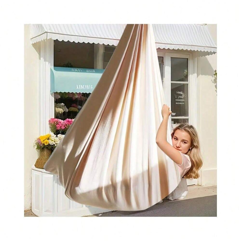 Swing with 360 Degree Rotating Ring, Portable Swing Hammock, Size 59x110 Inches, Elastic, Includes Hardware, Ideal for Yoga Camping Picnic