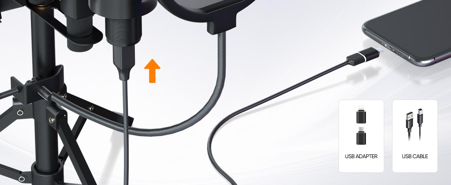 Studio Recording Microphone Isolation Shield with Pop Filter and Metal Tripod Stand, Studio Mic to PC Laptop Smartphone, Music Microphone for Recording Singing Podcasting