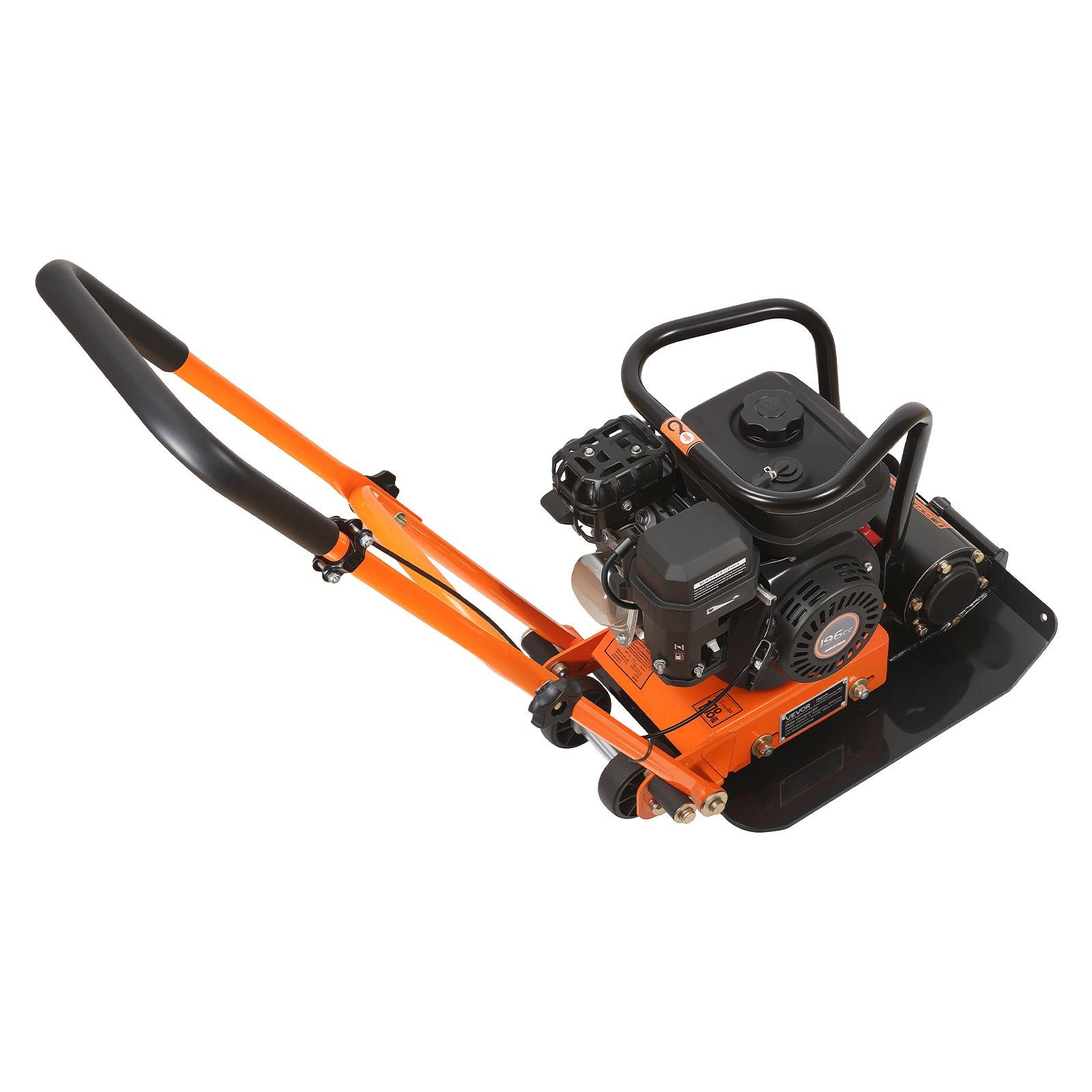 VEVOR Plate Compactor, 6.5 HP 196CC Gas Engine, 5600 VPM Vibrating Ground Rammer, 2360 lbs Compaction Force, 20.1 x 15 in Plate, Walk Behind Compactor for Paver Landscaping, Asphalt, Foundation, Soil