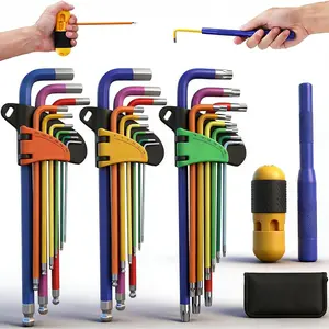 29-Piece Hex & Torx Key Set: Rainbow Colored Allen Wrench Set, SAE(1/16"-3/8") & Metric(1.5mm-10mm) & Torx(T10-T50), Long Arm Ball End, Allen Keys with T-Handle and Extension Bar