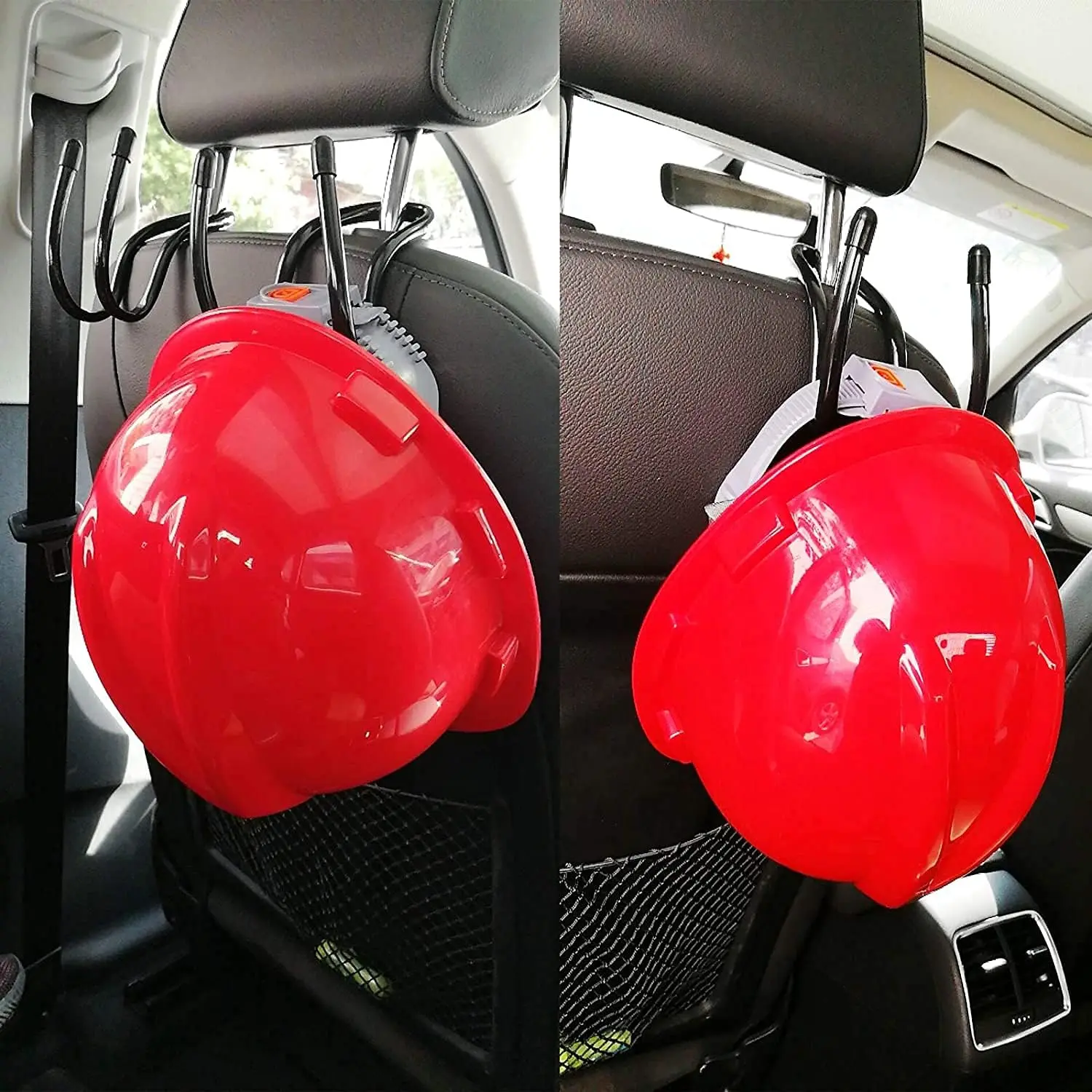 Flexible Over The Seat Hard Hat Rack Hard Hat Holder Hard Hat Hanger for    Headrest Hangers -  Adjustable Hooks for bags, Coats, Purses - 4 Pack - No Hard Hat