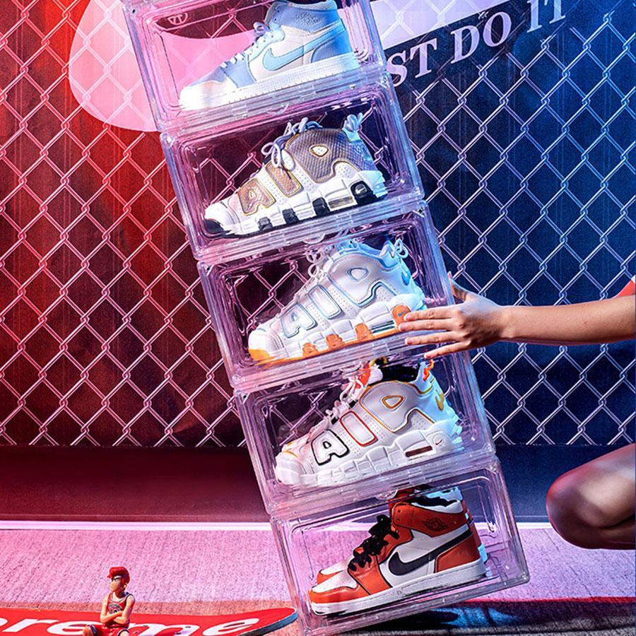 High Transparent Pet Shoe Storage Box, Stackable Sneaker Display Case, Thickened Plastic Shoe Organizer for Home & Collection
