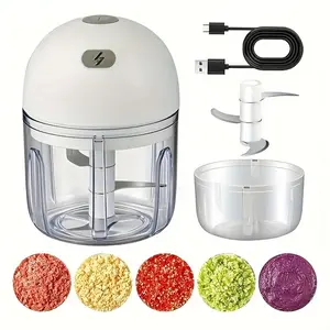 Powerful 304 Stainless Steel Electric Food Chopper & Processor, 250ML Mini USB Wireless Handheld Garlic Slicer for Kitchen Accessories