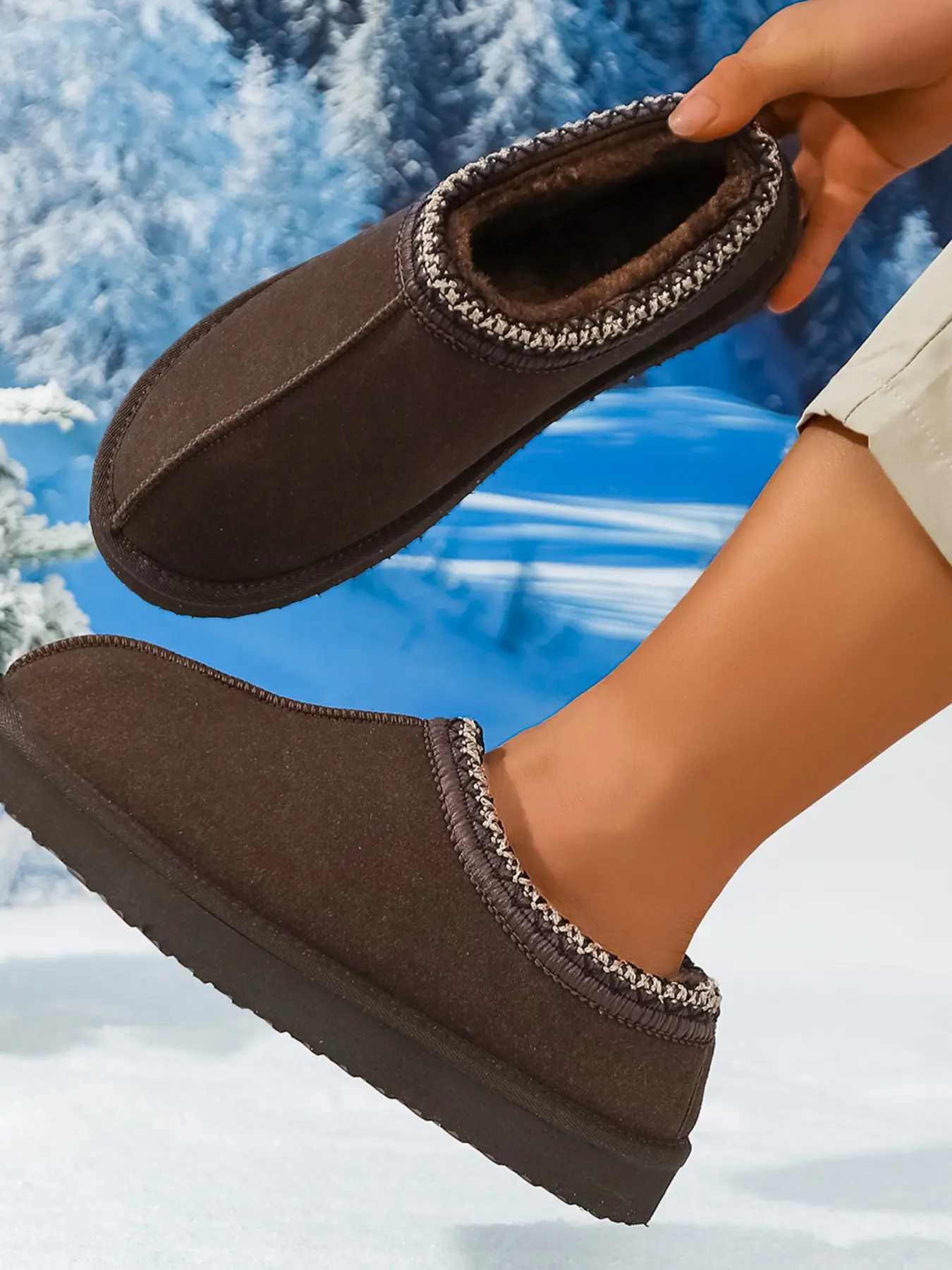 Unisex Slip-On Shoes, Soft Fuzzy Clogs, Sponge Material, Winter Warmth, Tpr Grip, Indoor Outdoor Use, Comfortable Footwear