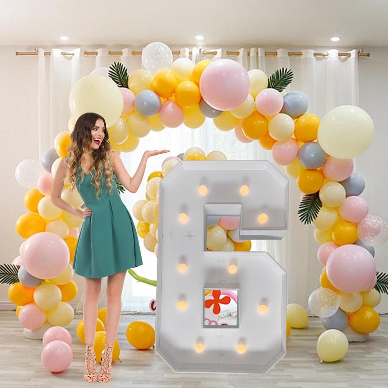 Marquee Numbers 4 Feet Tall Large Birthday Decorations 4FT Light Up Numbers Party Decor Big Backdrop Foam Cardboard Number 0-9  Cardboard Pre-Cut Foam Board Sign Diy Decorations Anniversary Decoration Party Supplies