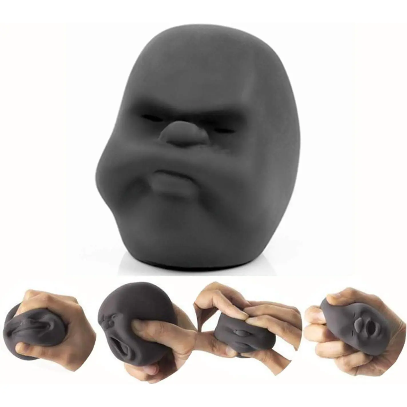 Funny Human Face Emotion Decompression Squishy - Squishy Sensory Play, Squeeze Ball Fidgets, Fidget Sensory Product, Hand Squeeze Toy for Kids & Autism Support (Black, Sulkiness)