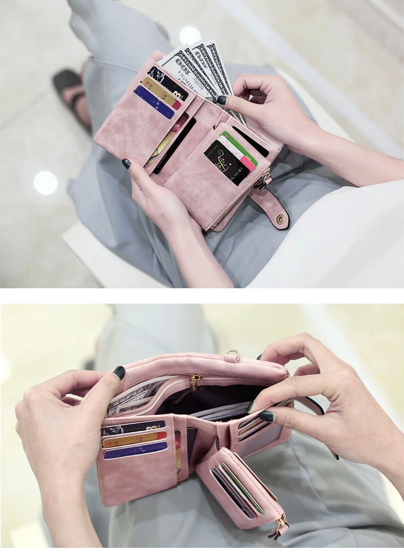 2026 Trendy Korean-Inspired Women's Slim Trifold Wallet - Multi-Slot Card Holder with RFID Protection & Coin Compartment