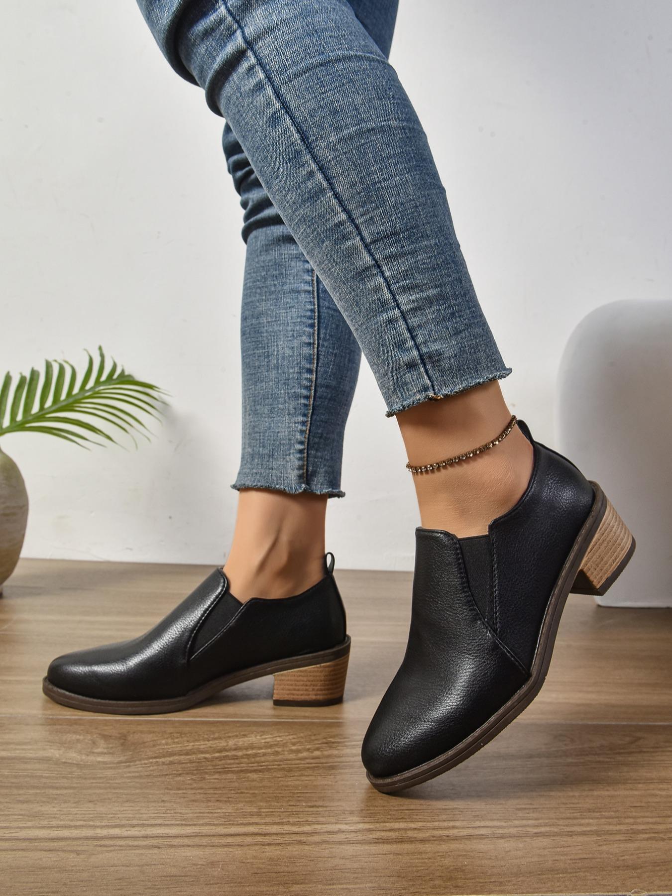 Women's Fashionable Solid Color Ankle Boots, Casual Comfortable Pointed Toe Boots for Daily Wear, Female All-match Trendy Shoes for Daily Wear, Girl, Elegant Boots