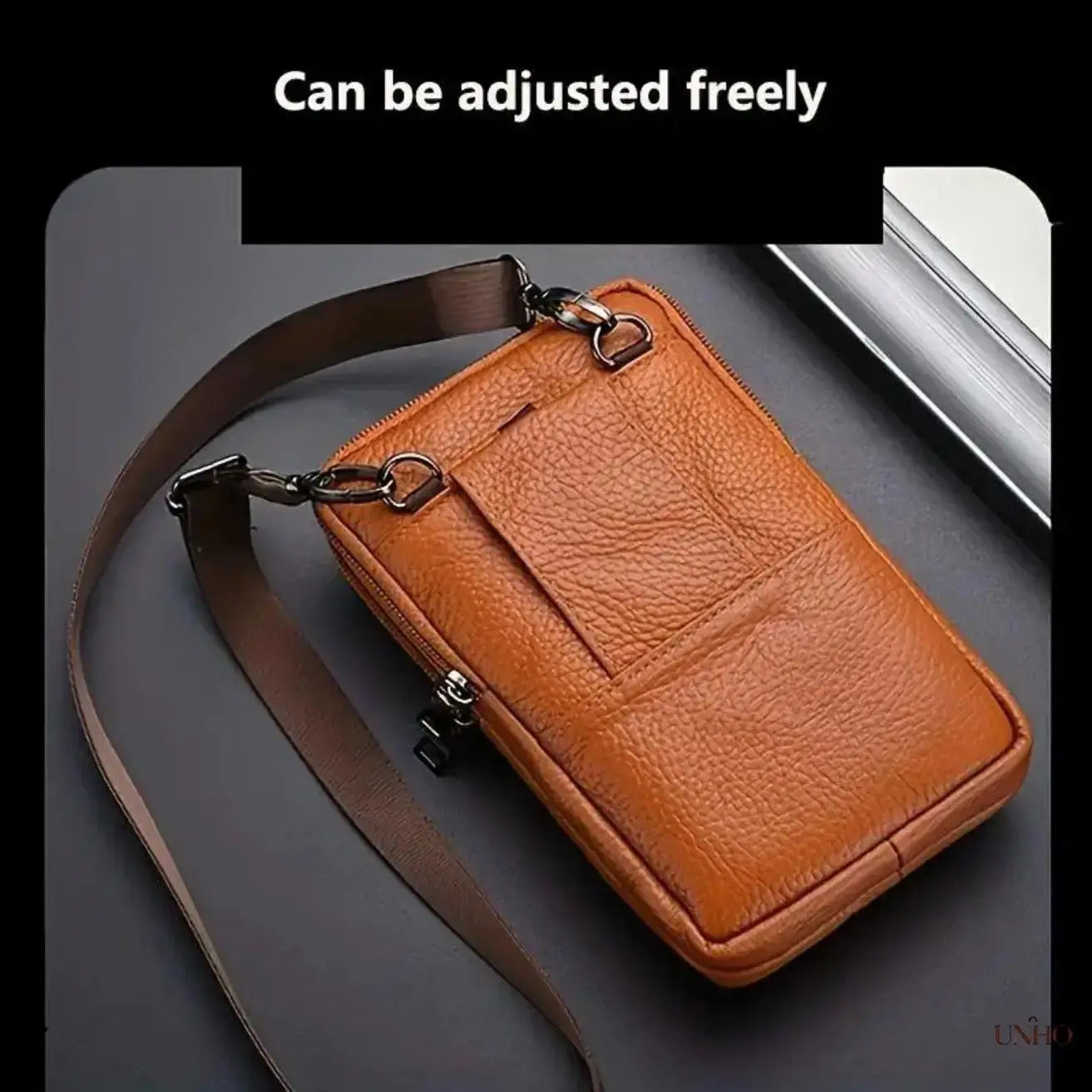 Genuine Leather Multifunctional 2-in-1 Backpack & Adjustable Waist Belt Bag For Men, Heavy-Duty Cell Phone Storage Pouch, Wear-Resistant Crossbody Pack Ideal For Construction Site Work, Daily Commuting, Outdoor Hiking, Business Travel And All-Day Everyday