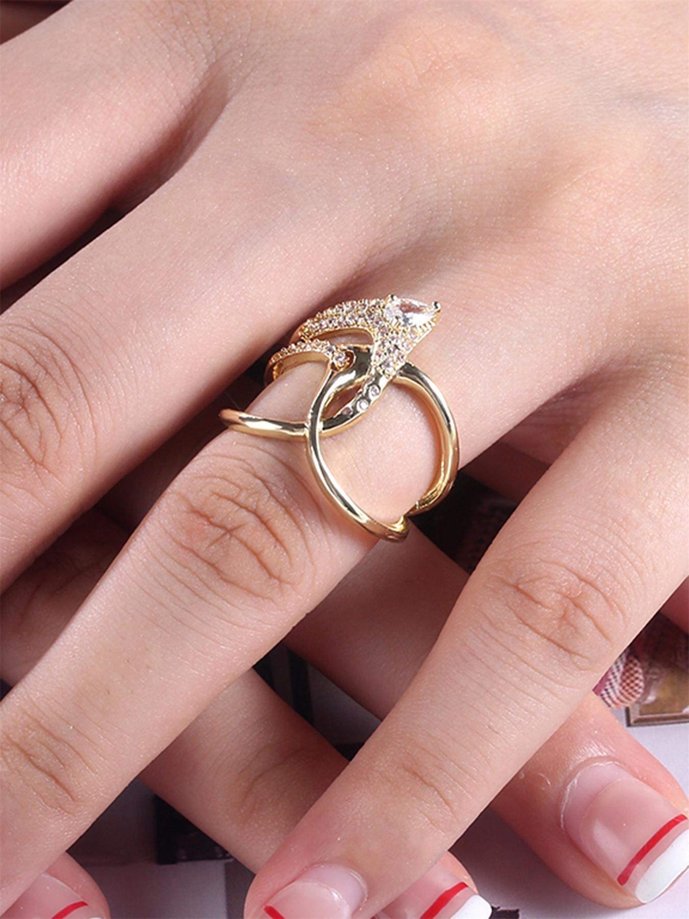 Elegant Rhinestone Decorated Ring, Jewelry Open Ring, Fashion Accessories for Women, Trendy Accessories for Party and Daily Life, All-match & Exquisite Jewelry for Birthday Gift