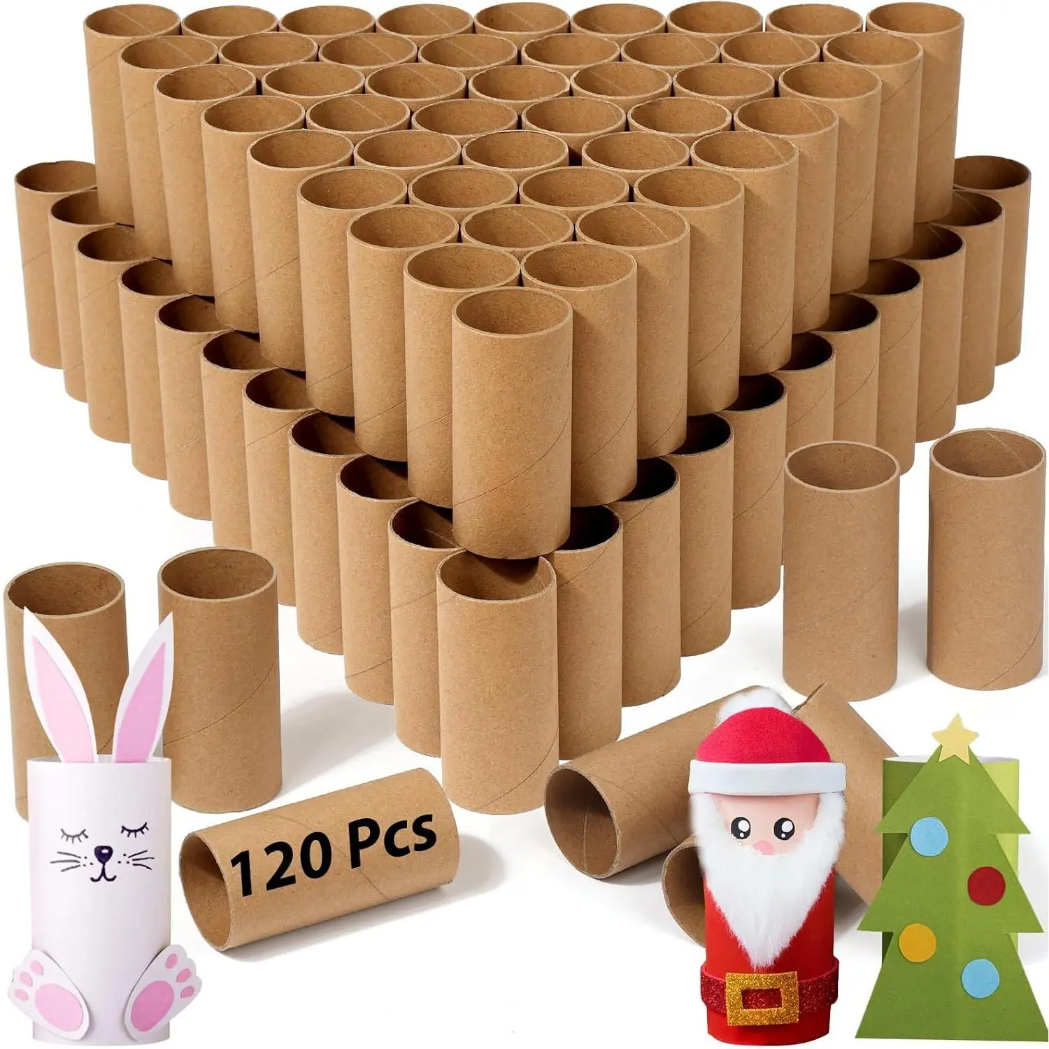 120-Pack Brown Cardboard Tubes for Crafts (1.5x3.4 Inch) | Bulk Kraft Paper Rolls for DIY, Art Supplies, Handicraft Projects & Holiday Decor - Crush Resistant