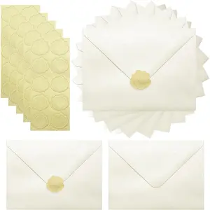 50 Pack 5 x 7 Ivory Pearl Self-Seal A7 Shimmer V-Flap Envelopes for Greeting Cards Invitations Wedding Graduation Baby Shower Party