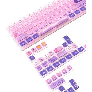120 Key PBT Pudding Keycap Set ASA Profile with Transluscent PC Layer Dye-Sub Dreamy Sea Theme for 61/84/87/98/100/104Key TKL Cherry MX Gateron Kailh  Type  ANSI Mechanical Keyboard()