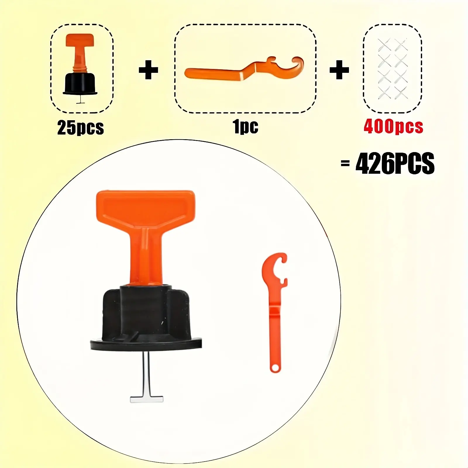 426 Piece Tile Leveling System Kit, Adjustable PP Tile Spacers, Professional Floor and Wall Tiling with Positioning Wedges and Plates, Hand Tools