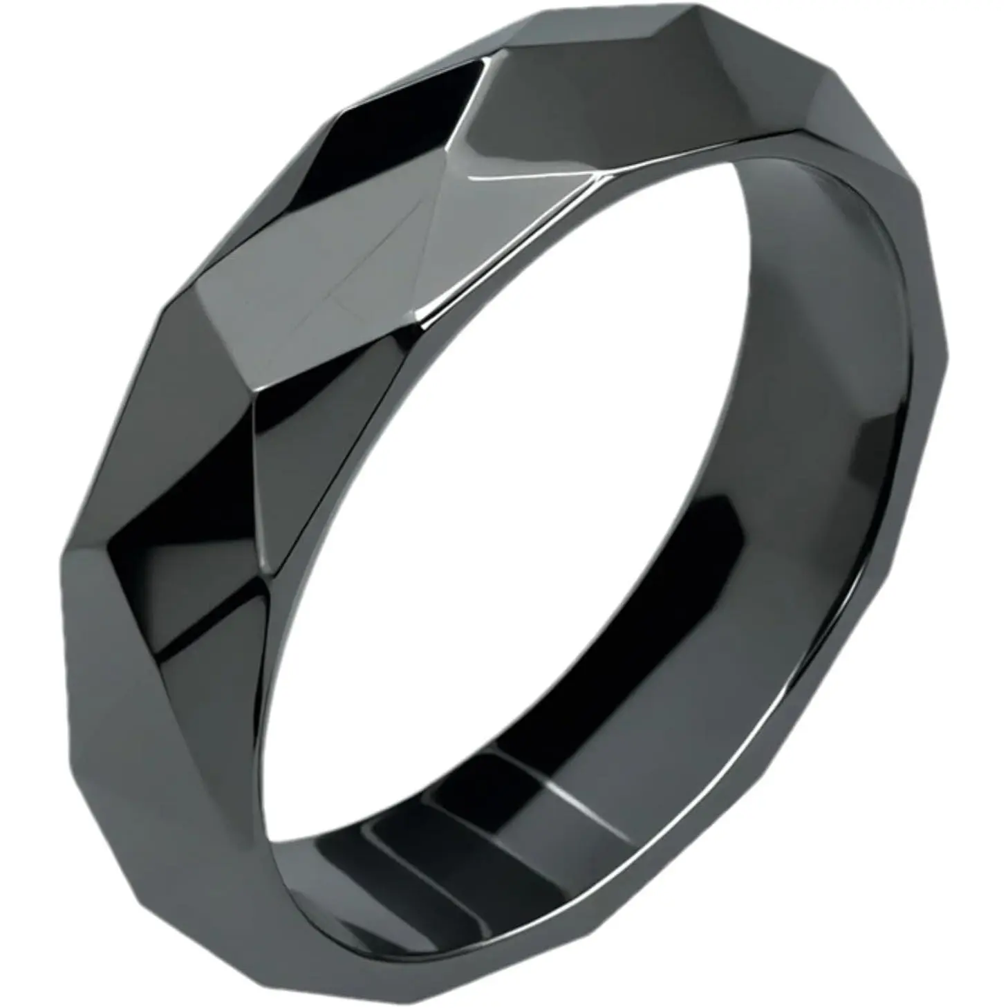 Hematite Rings for Men & Women, Unisex Healing Crystal Jewelry, Beveled Men's & Women's Black Crystal Stone Ring. Absorb Negative Energy, Anxiety Relief, Chakra Balance. Size 6-13