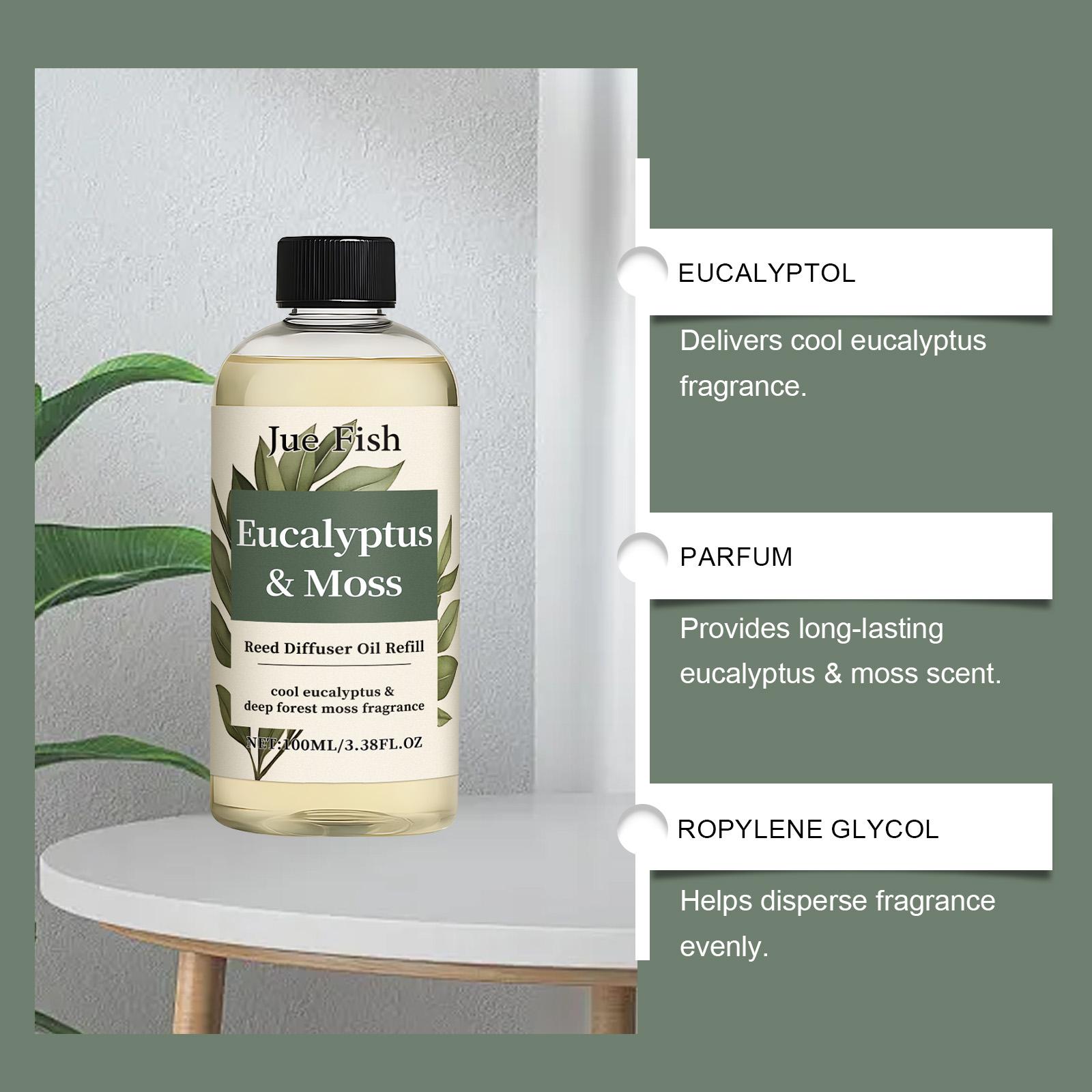 Jue Fish Eucalyptus Moss Aromatherapy Essential Oil Fresh Woody Fragrance Home Air Freshener Elegant Diffuser