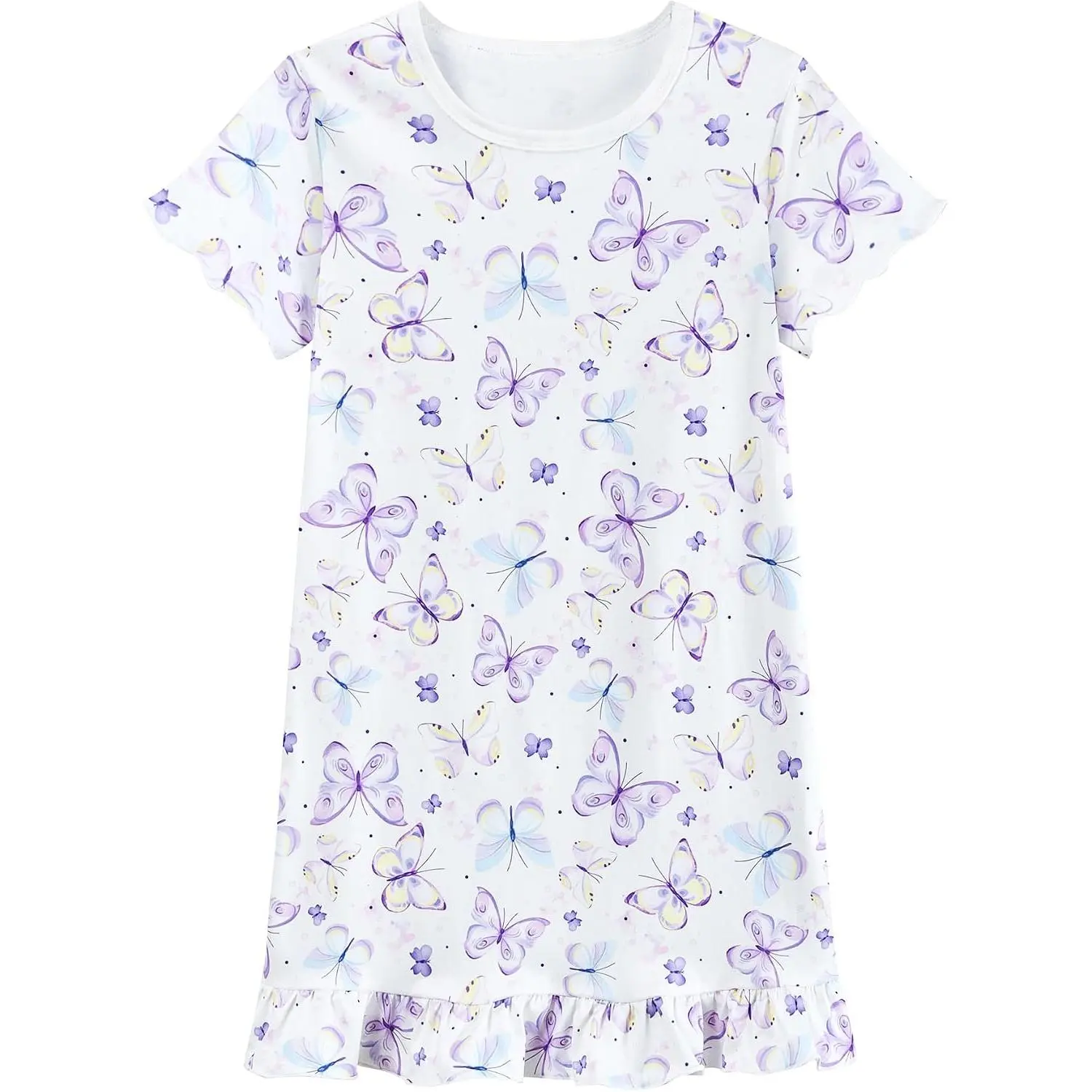 Little Hand Girls Summer Nightgowns Butterfly Cat Cherry Nightdress for Kid Sleepwear Short Sleeve Sleepdress 2-10 Years,plaid set pj casual home wear,Girls',Long,top,button,cute,old,fun,comfy,short-sleeved,soft,pajama,footie,pastel,,halloween,chi,2-p,bow