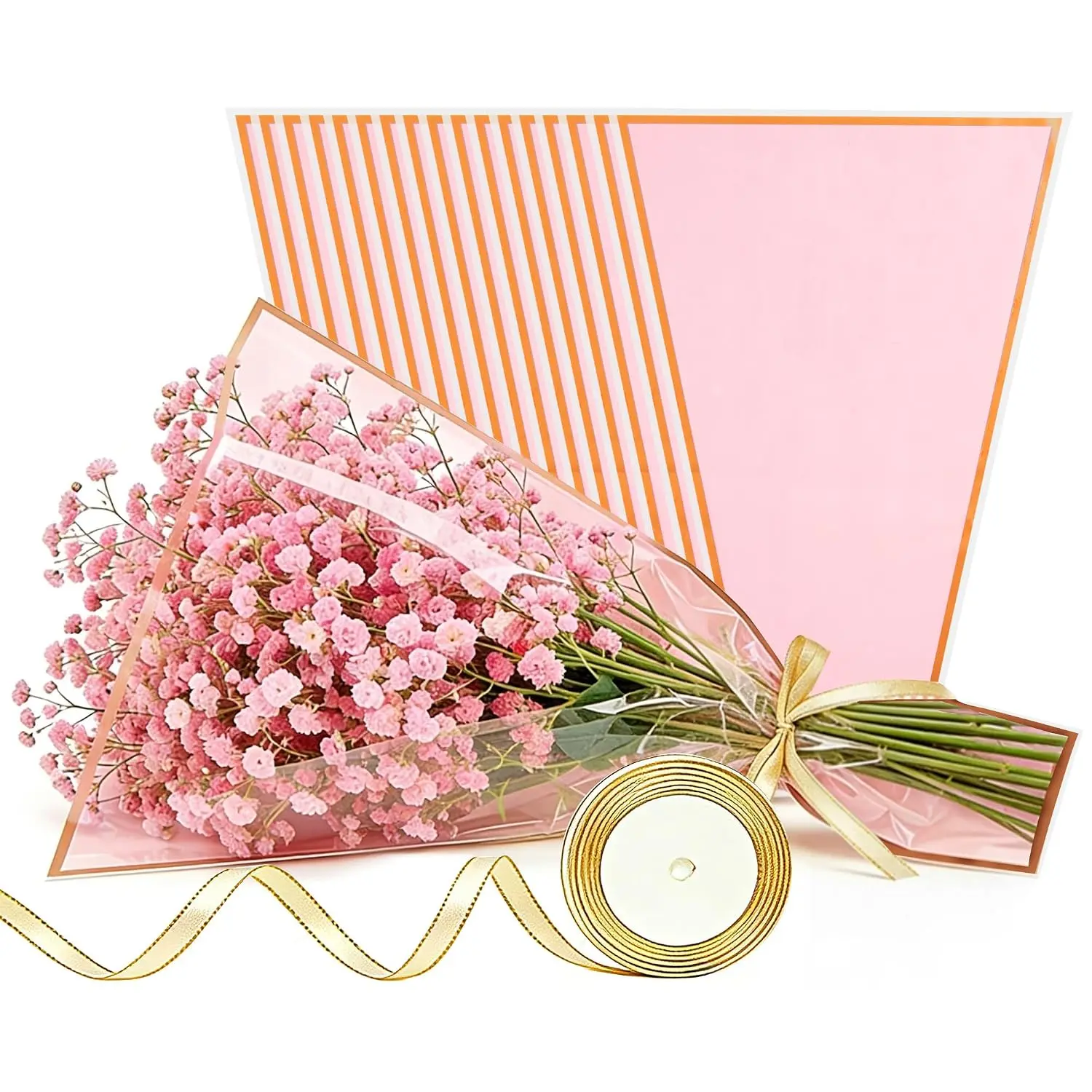 50 count Flower Bouquet Bags, 17x 11 Inch Plastic Floral Wraps Sleeves for Bouquets, Flower Packaging Bags for Florist Supplies Flower Bar Wedding Birthday Mother’s Day