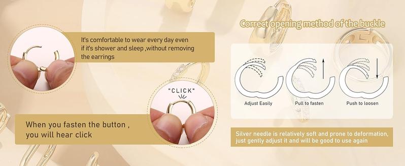 Dazzle with this 13 Pair Set of Trendy Gold Hoop Earrings for Women -14K Gold Plated, Hypoallergenic and Perfect Gift for Girls