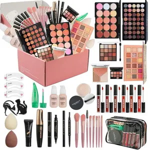 Women's 1-in-1 Cosmetic Makeup Kit - Includes Eyeshadow Palette, Foundation, Lipstick, Eyeliner, Mascara, Concealer, Contour, Gel, Aluminium Makeup Brush - Ideal Gift Set for Adults (Christmas, Sports & Outdoor Use)